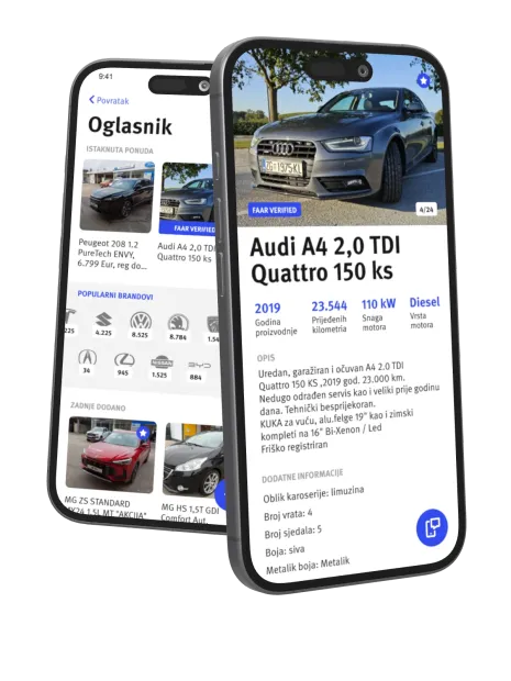 Loyalty cards in the Faar app, on two phones