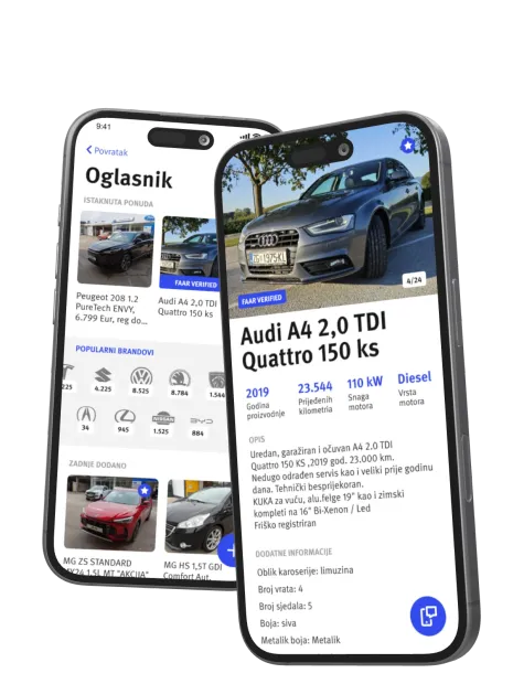 Parking payments in the Faar app, on two phones