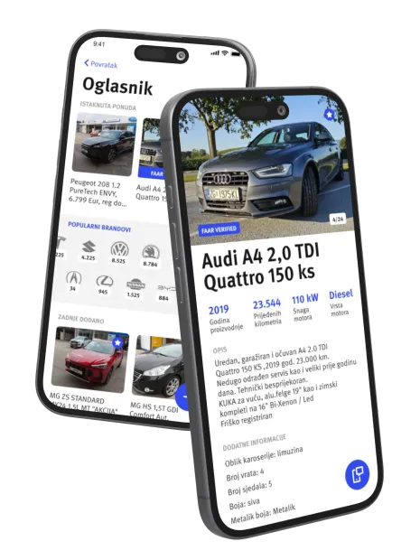 Towing in the Faar app, on two phones