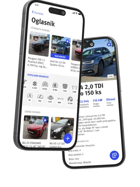Vehicle tracking in the Faar app, on two phones
