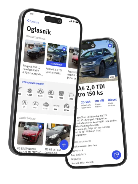 Tyre change in the Faar app, on two phones